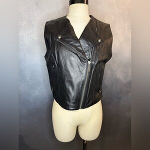 Harley-Davidson Women's Genuine Leather Sleeveless Biker Vest - Size M